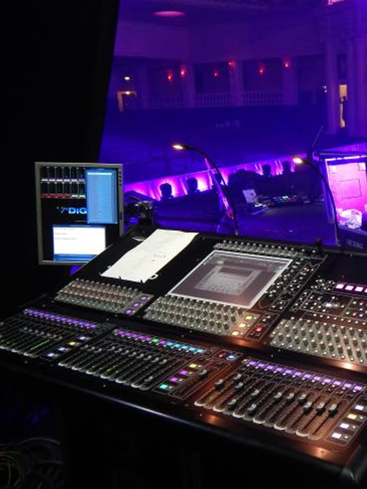 Front-of-house audio console at a live event